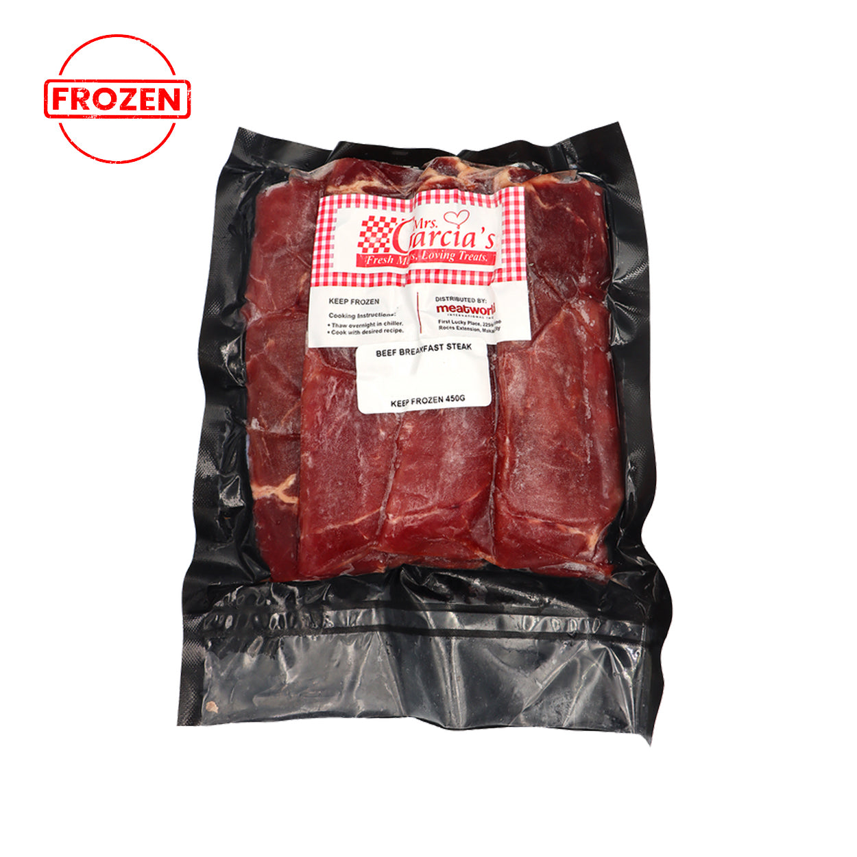 Mrs. Garcia's Beef Breakfast Steak 450g Frozen Packed