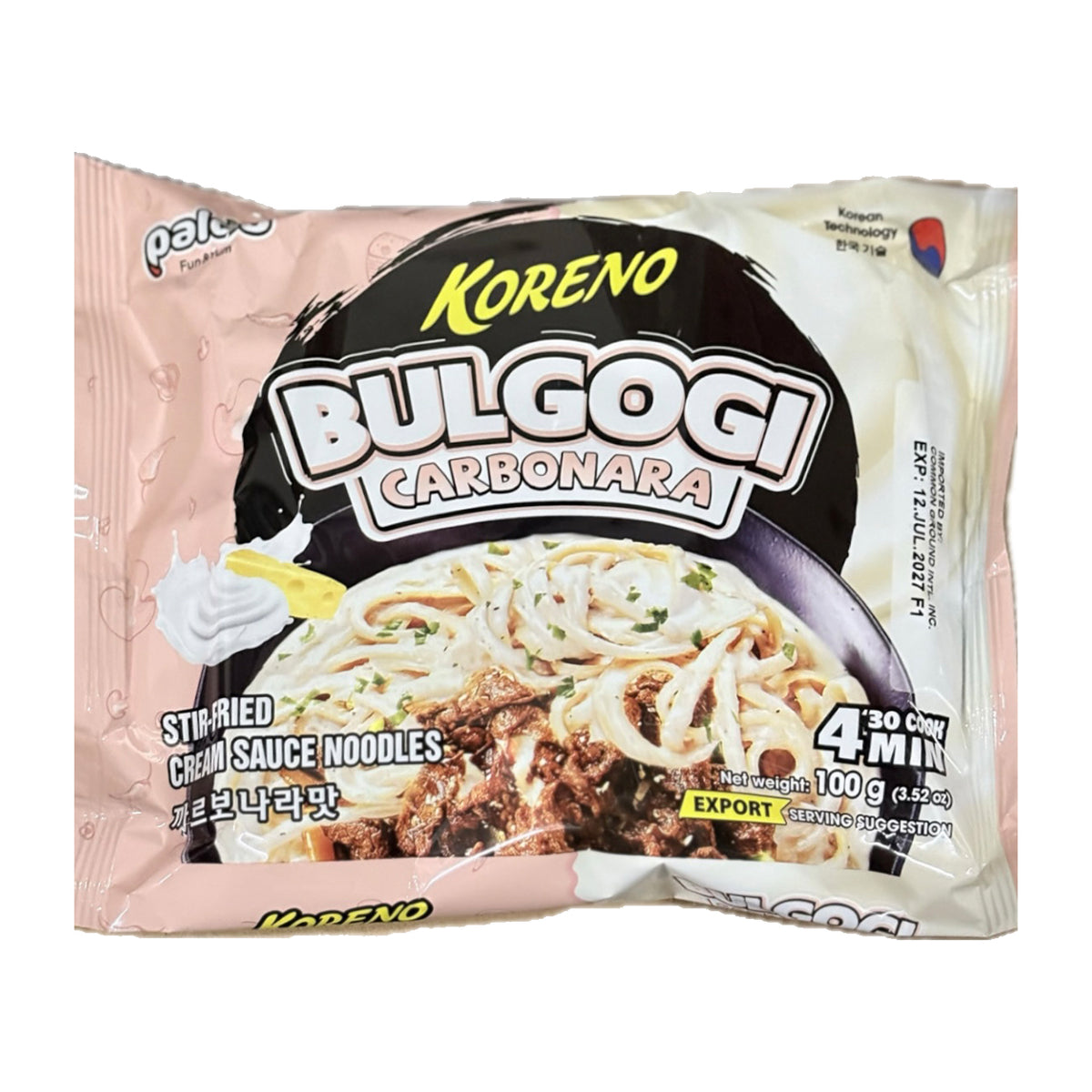 Paldo Koreno Bulgogi Carbonara StirFried Cream Sauce Noodles 100g
