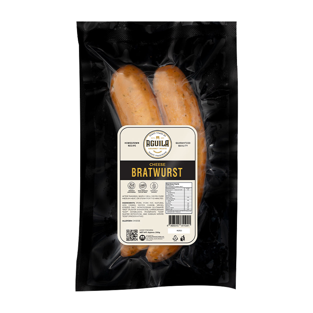 Aguila Cheese Bratwurst Sausage 250g