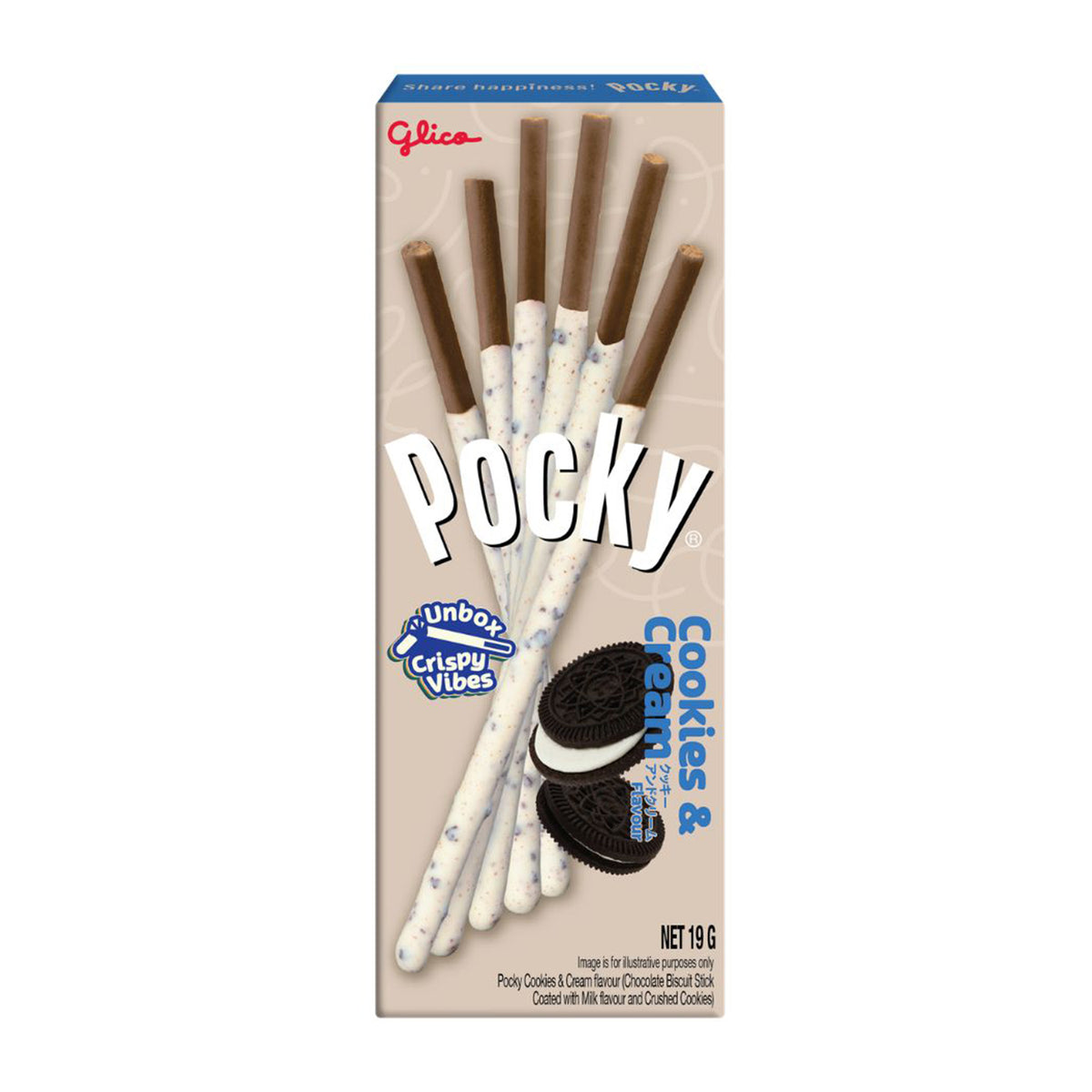 Glico Pocky Cookies & Cream Biscuit Sticks 19g