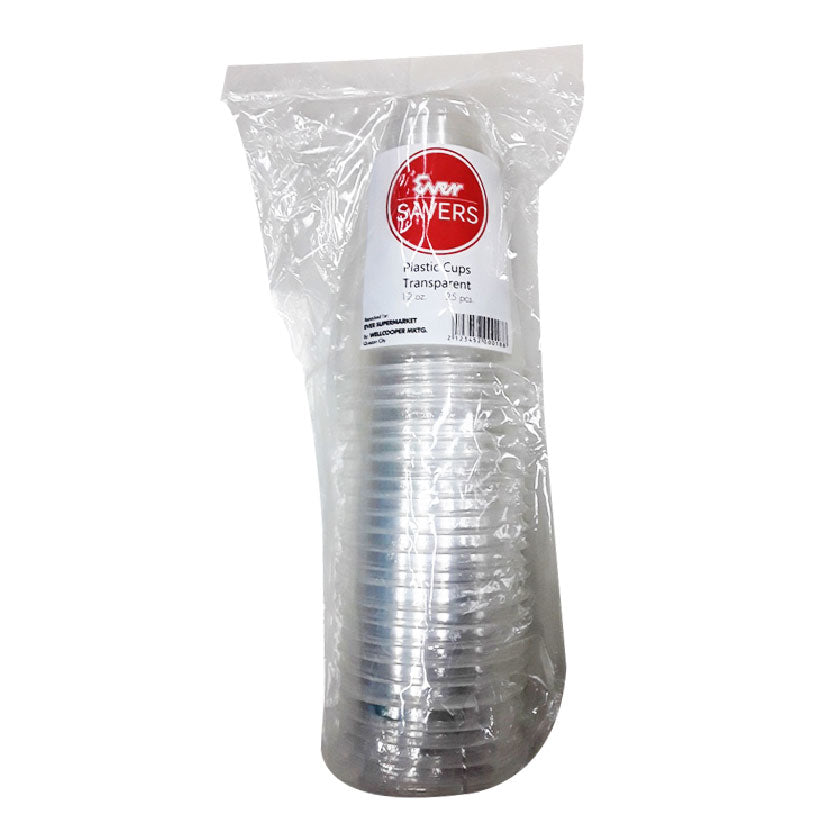 Ever Savers Disposable Plastic Cups Transparent 12oz 25s