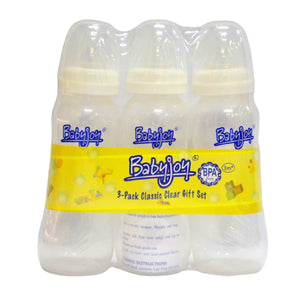 Babyjoy Feeding Bottle 3-Pack Classic Clear Gift Set 8oz