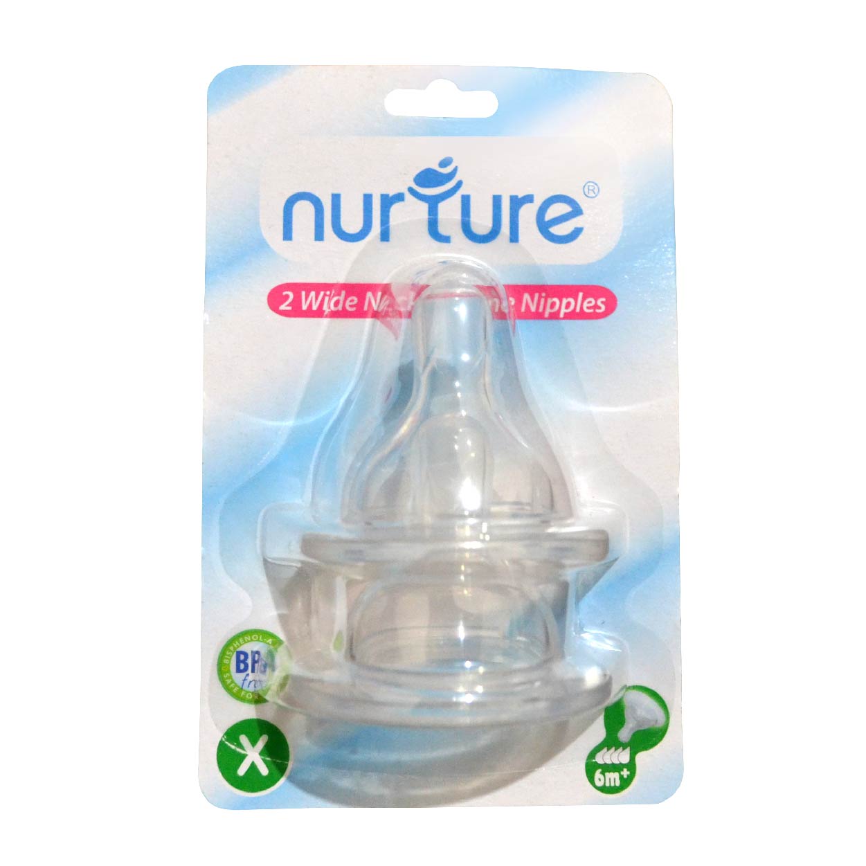 Nurture Silicone Nipples Wide Neck 2s
