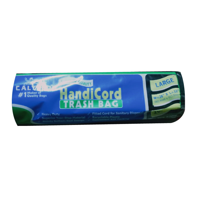 Handi Cord Trash Bags Black Large 10s