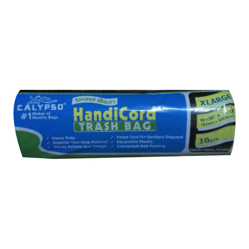 Handi Cord Trash Bags Black XL 10s