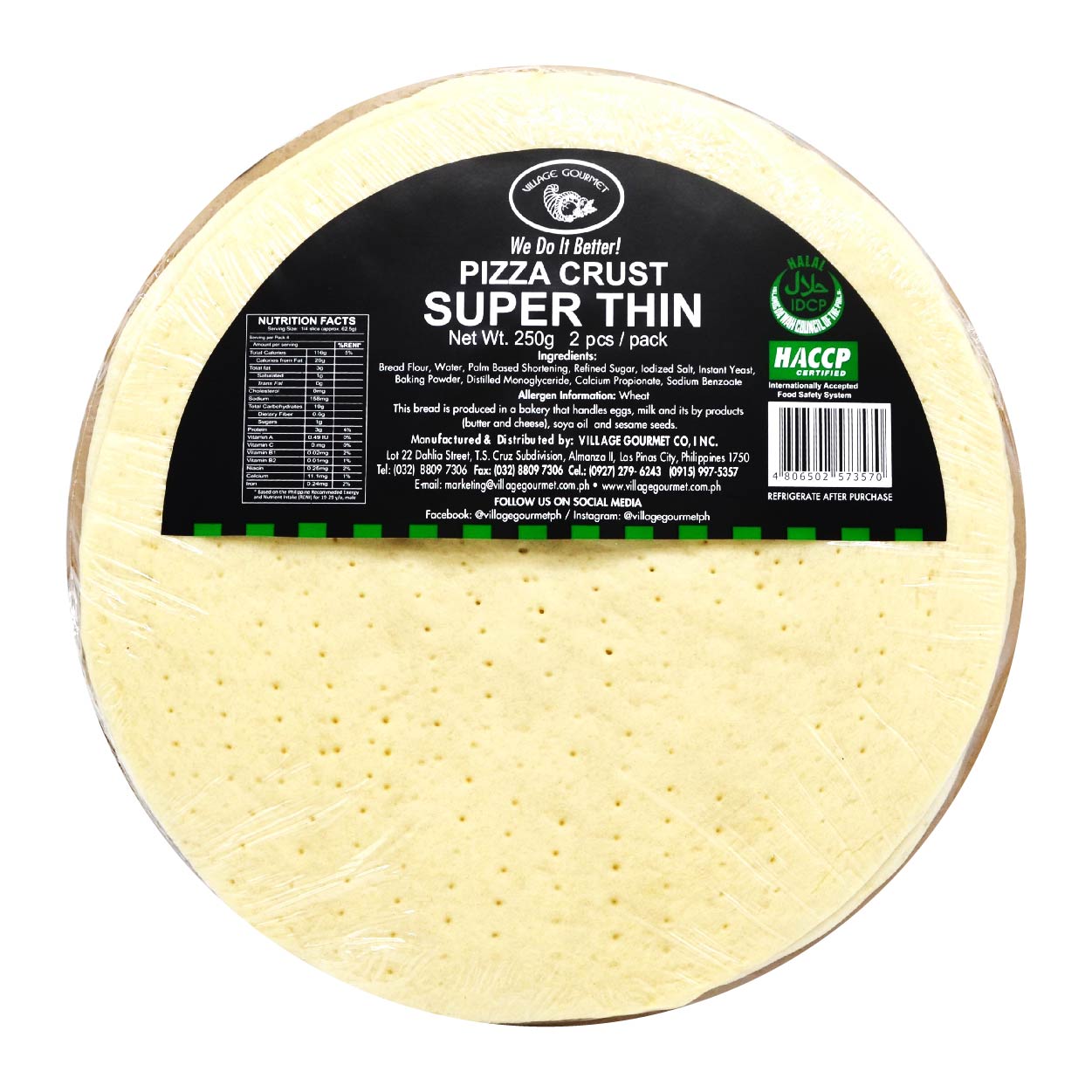 Village Gourmet Super Thin Pizza Crust 2pcs 250g