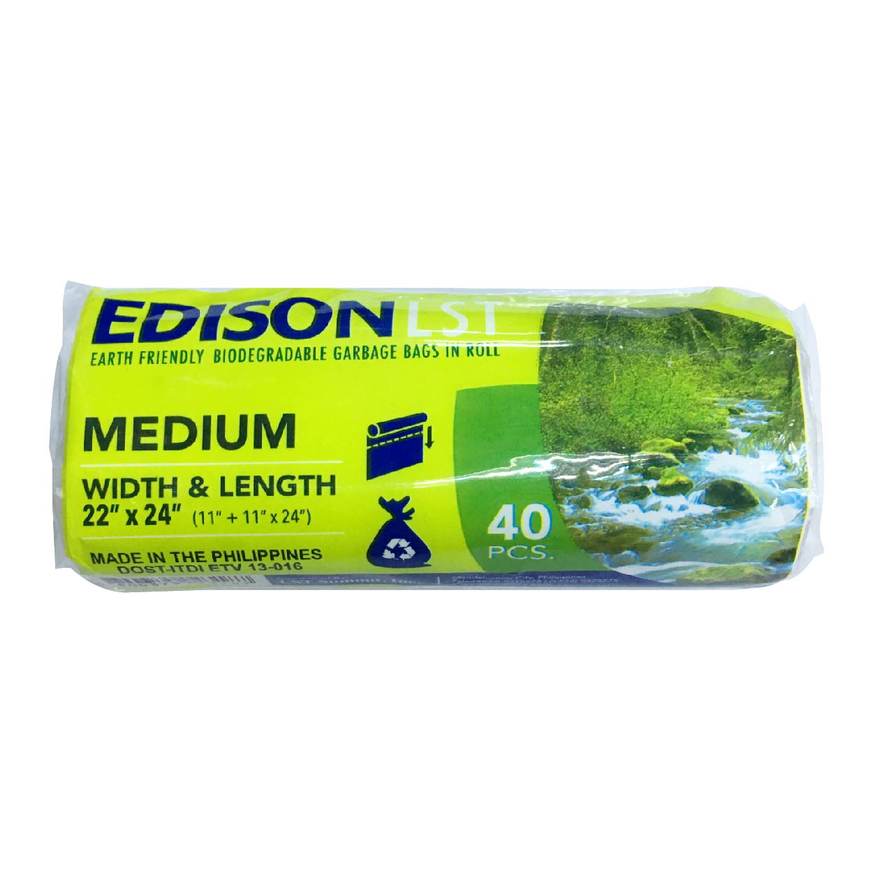 Edison Biodegradable Garbage Bags in Roll Transparent M 40s