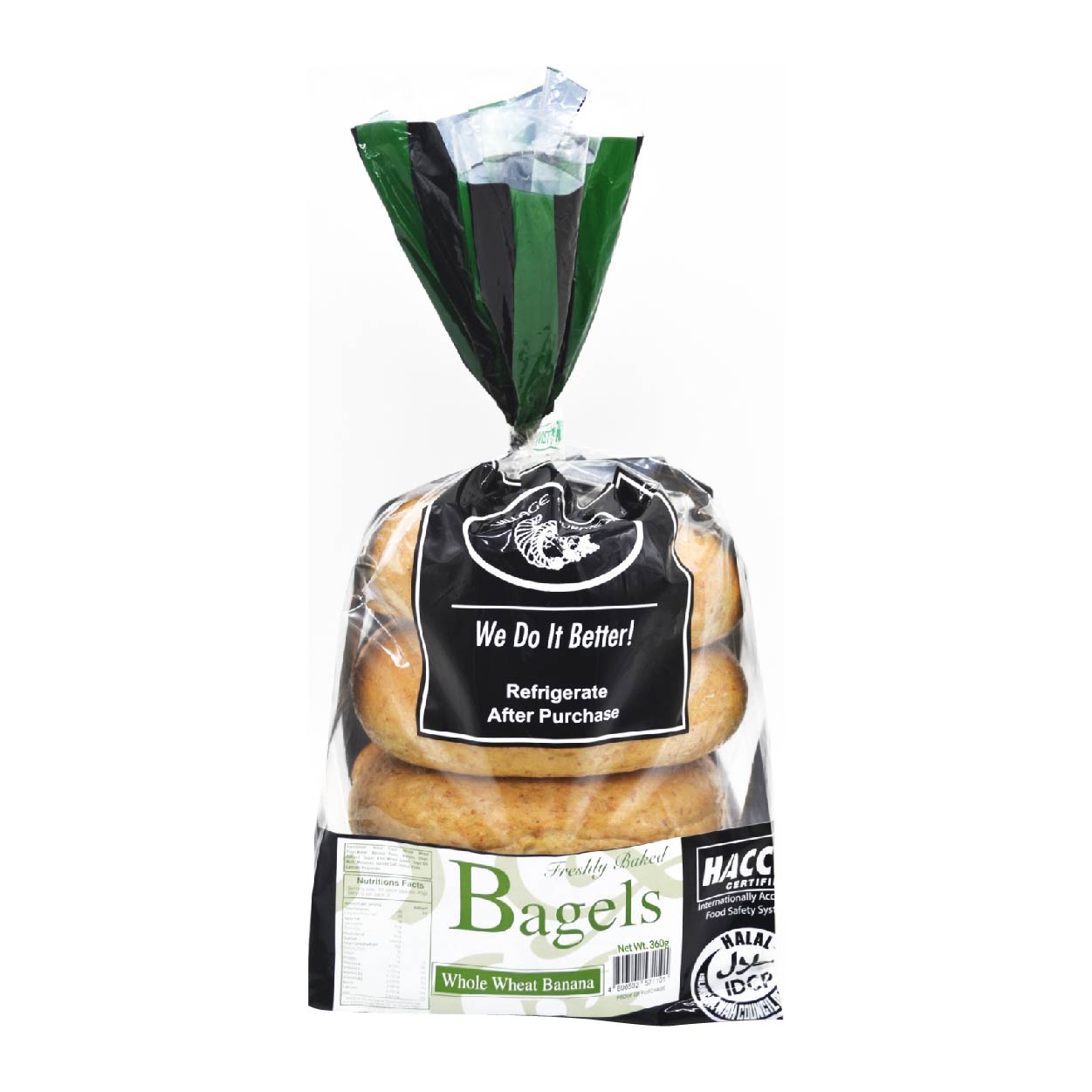 Village Gourmet Bagels Whole Wheat Banana 360g