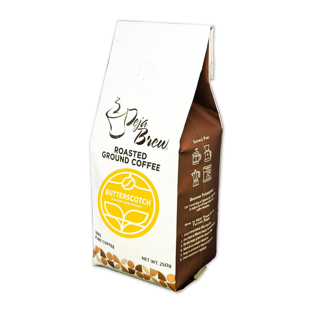 Deja Brew Roasted GroundCoffee Butterscotch Medium DarkRoast 250g