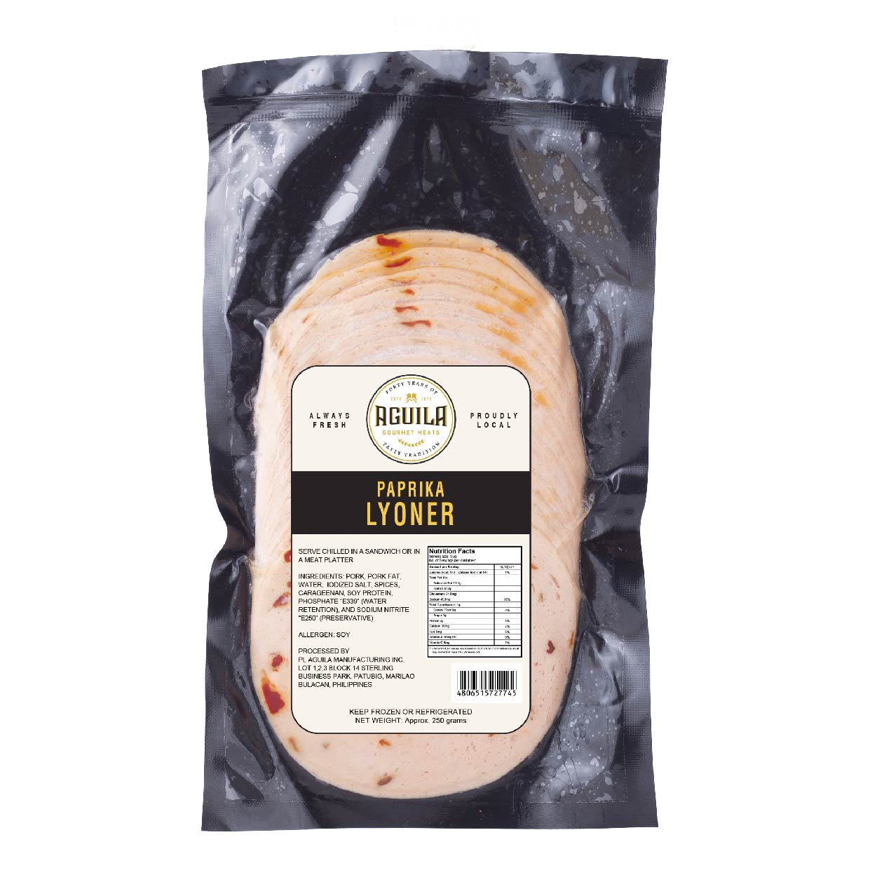 Aguila Paprika Lyoner Ham 250g