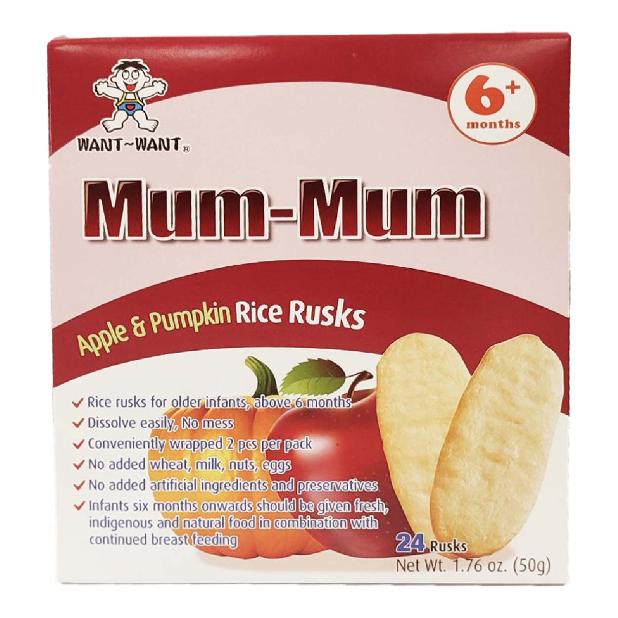 Mum-Mum Apple & Pumpkin Rice Rusks for 6 months+ 50g