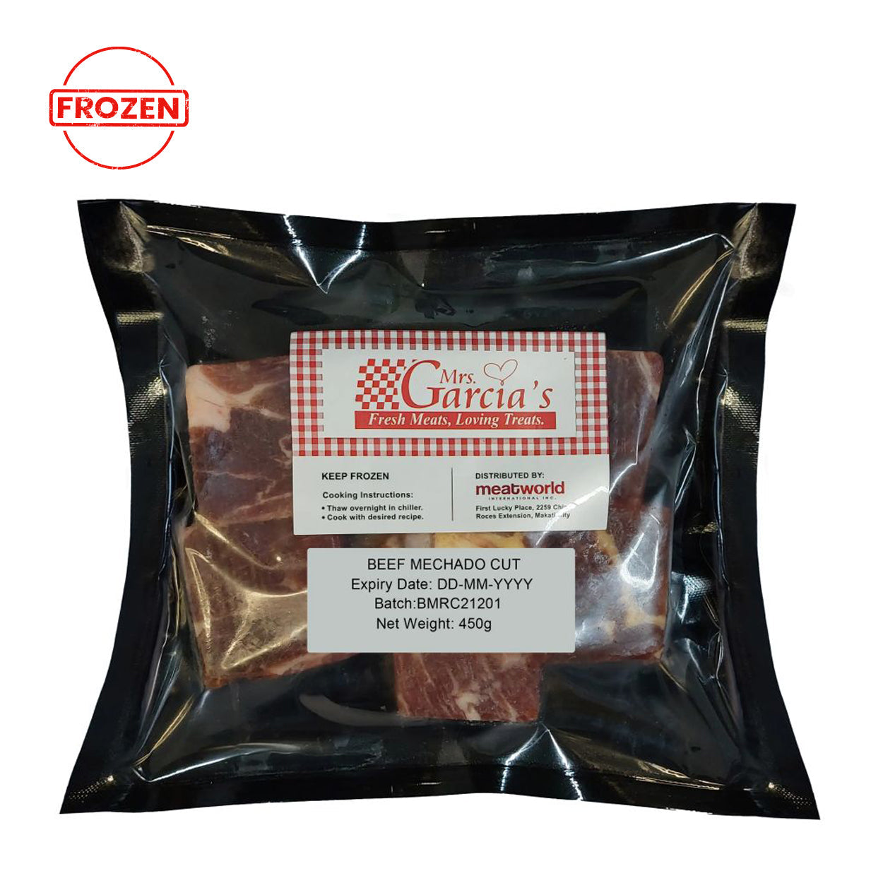 Mrs. Garcia's Beef Mechado Cut 450g Frozen Packed