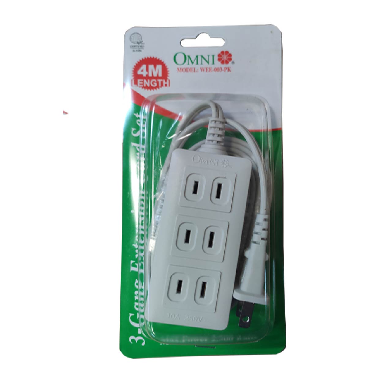 Omni Extension Cord Set 3 gang 4 meters