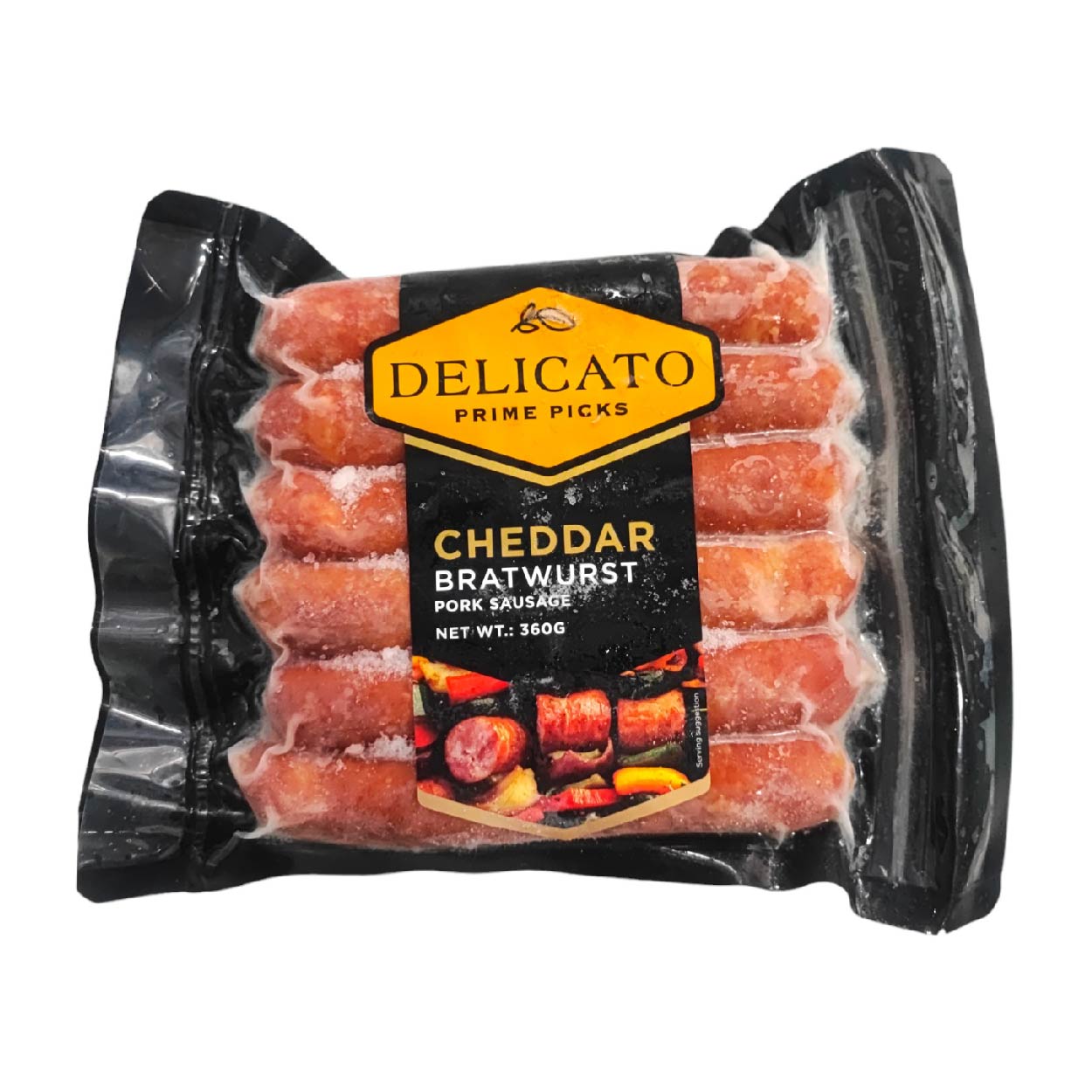 Delicato Cheddar Bratwurst Pork Sausage 360g