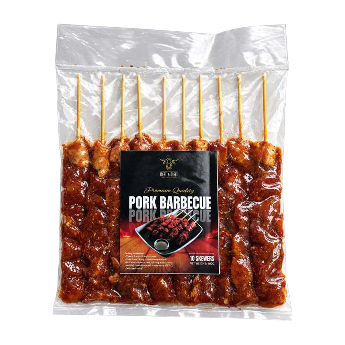 Meat & Greet Premium Quality Pork Barbecue 10 Skewers 400g