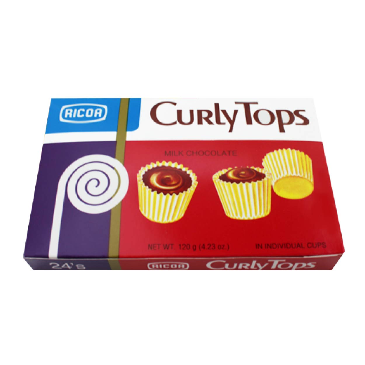 Ricoa Curly Tops Milk Chocolate Box 24s