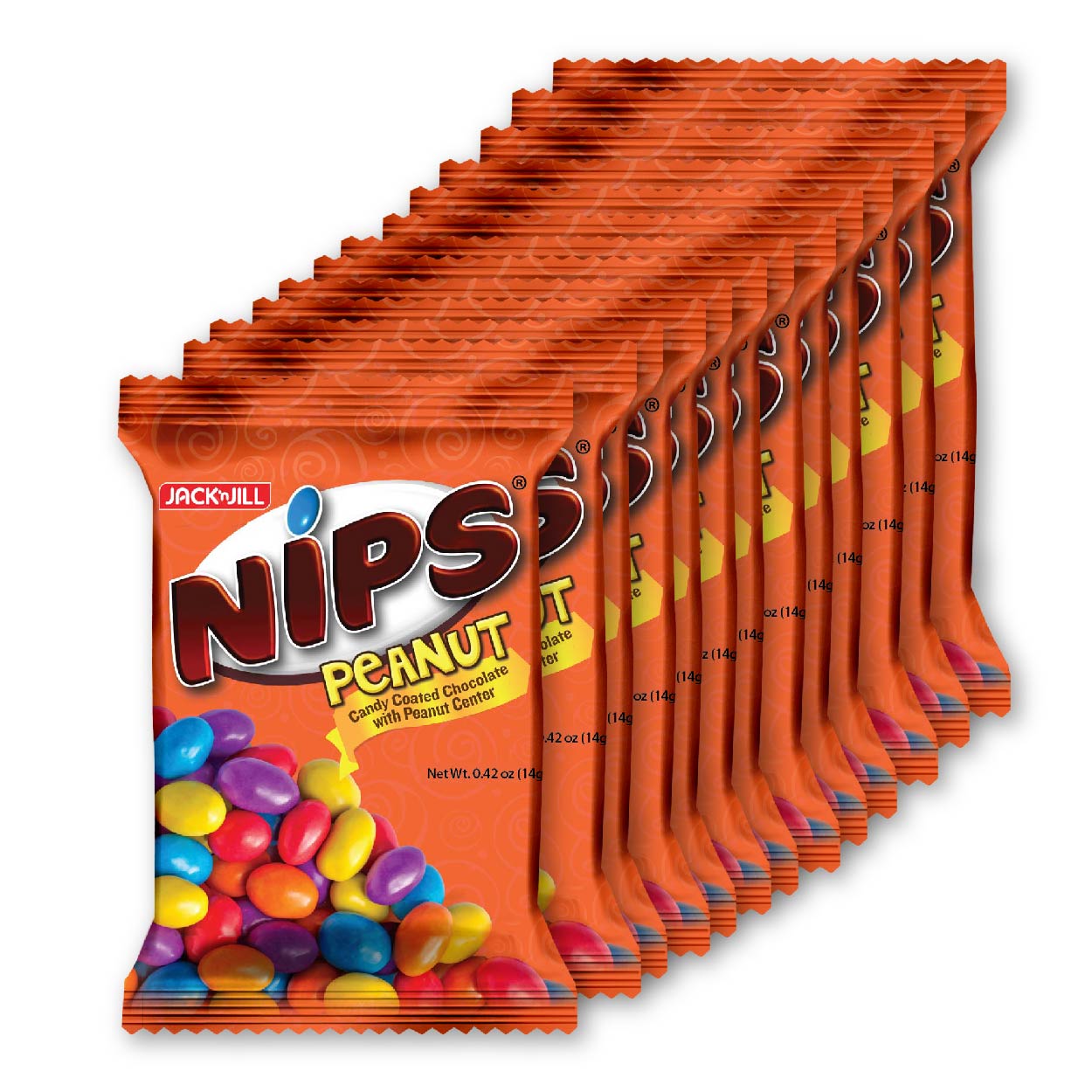 Nips Peanut Candy Chocolate Ties 12x14g