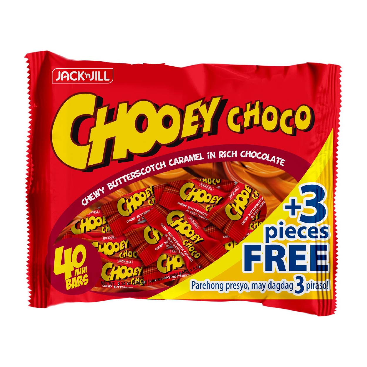 J&J Chooey Choco Butterscotch Caramel Chocolate 40s+Free