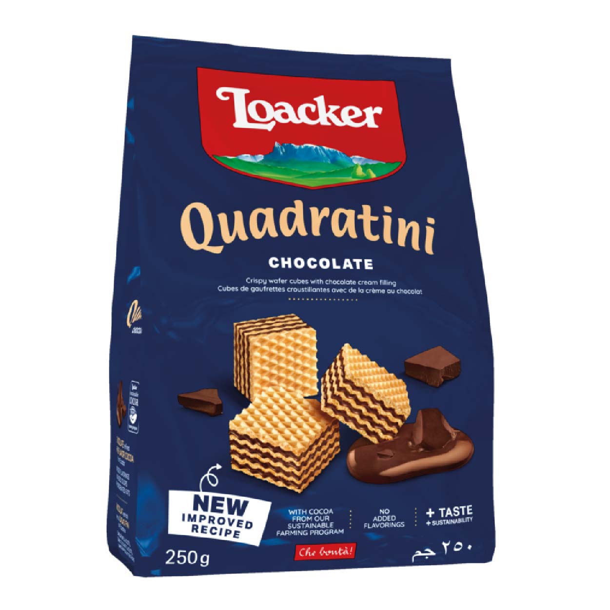 Loacker Quadratini Crispy Chocolate Cocoa Wafer Cubes 250g