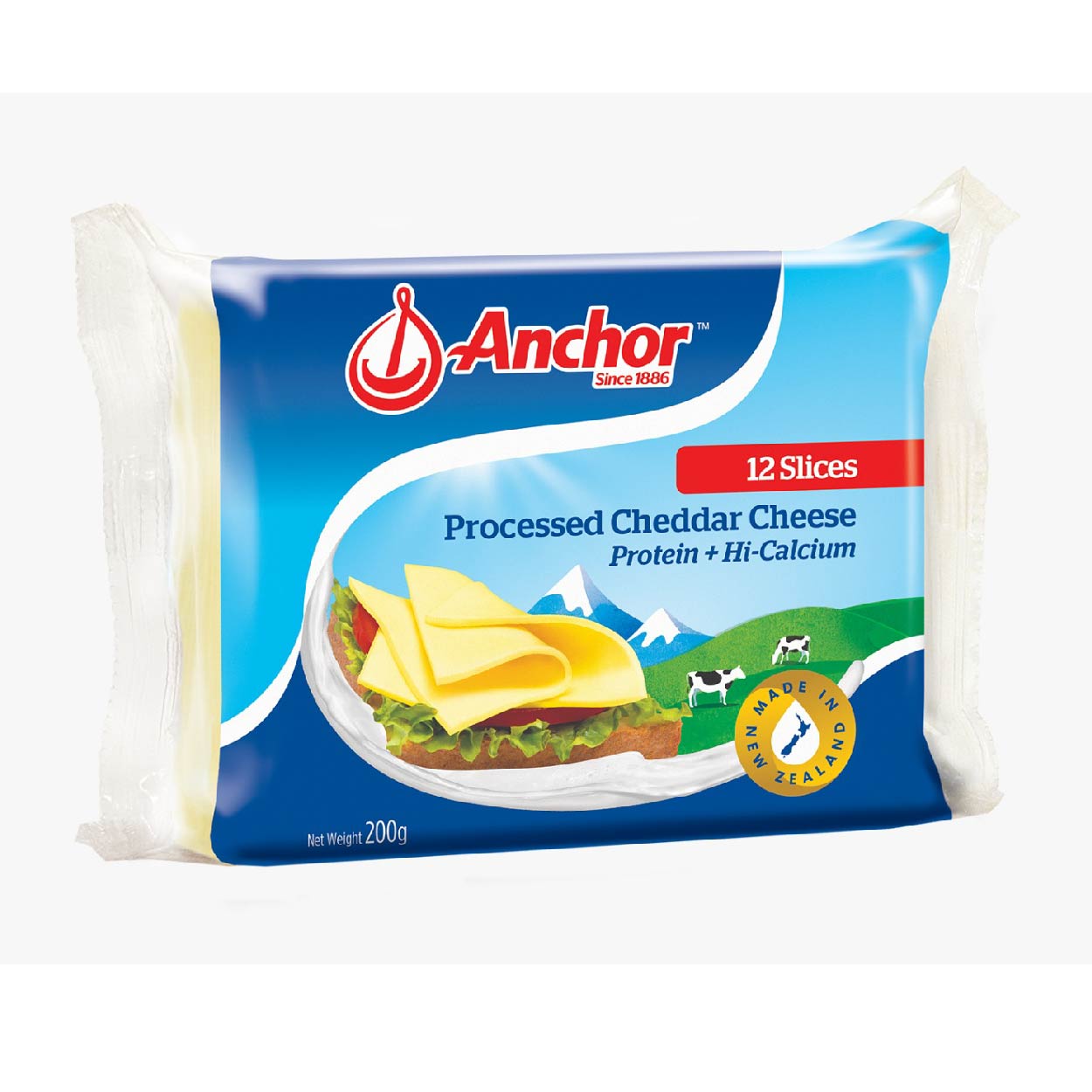 Anchor Processed Cheddar Cheese Singles 200g