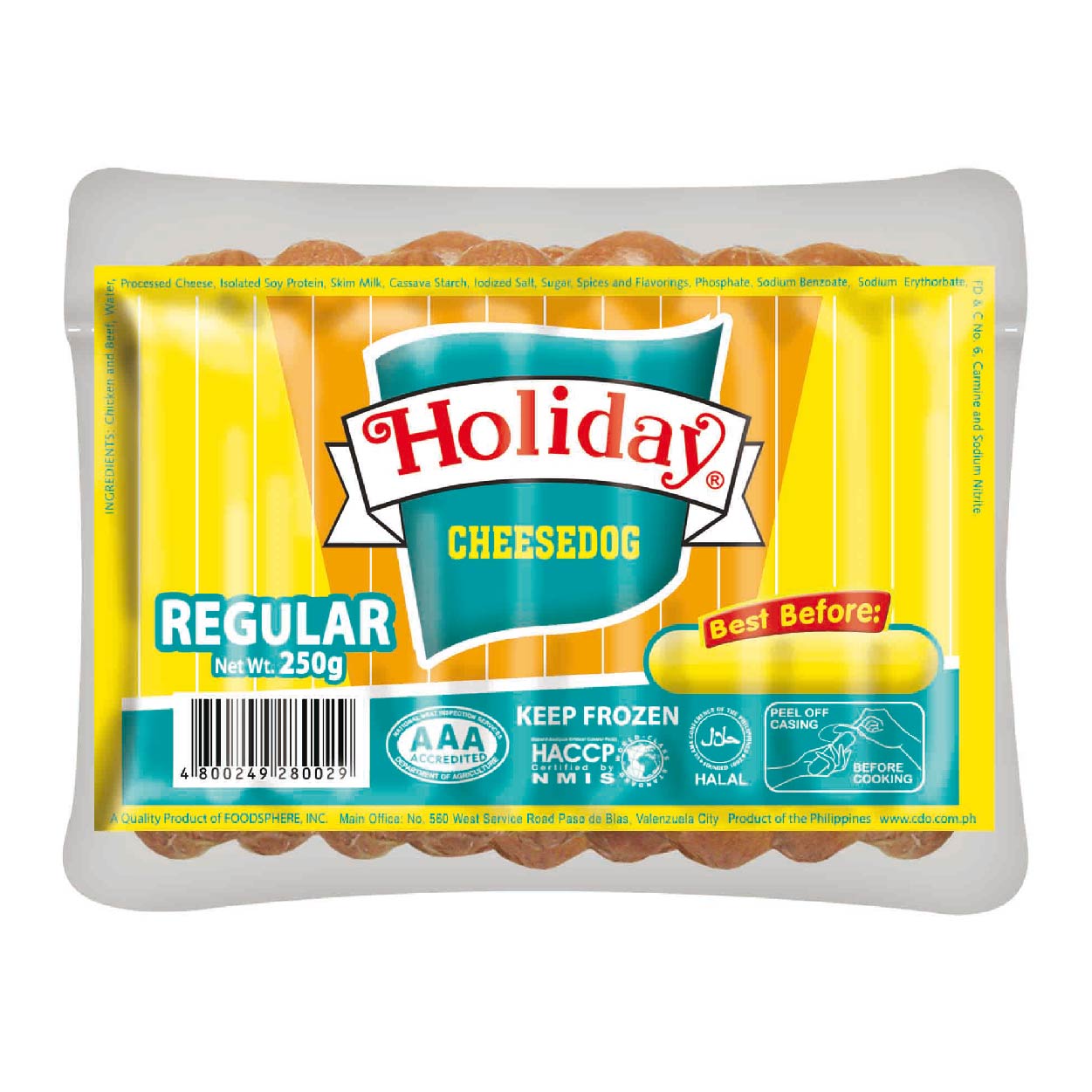 Holiday Cheesedog Regular 250g