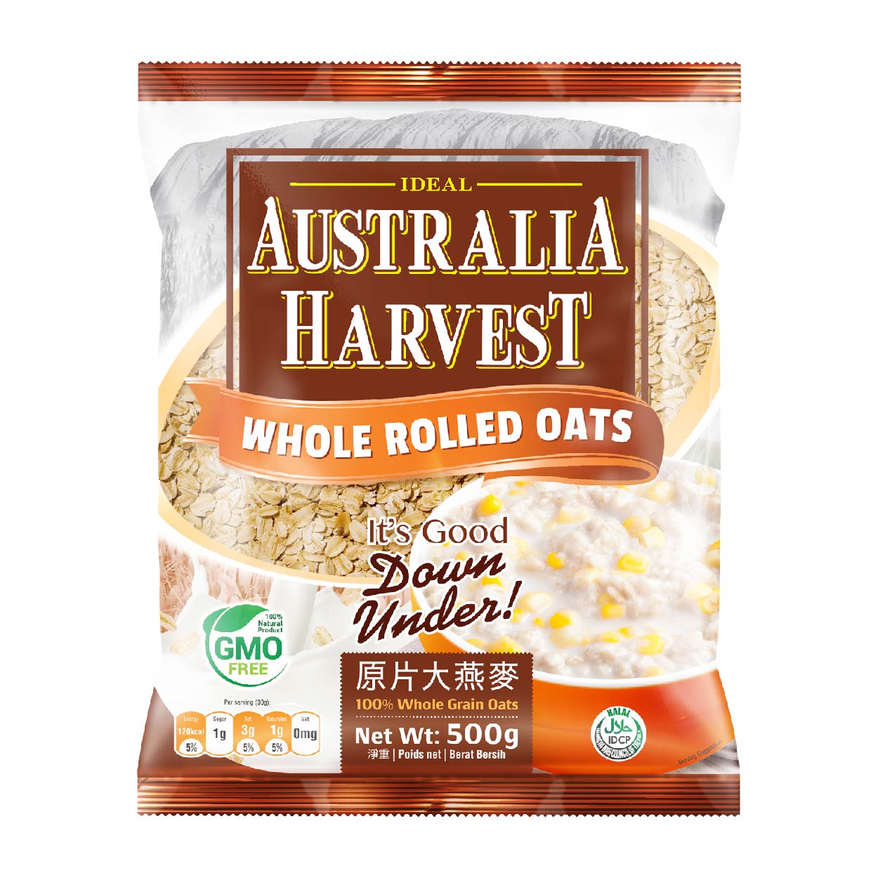 Ideal Australia Harvest Whole Rolled Oats 500g
