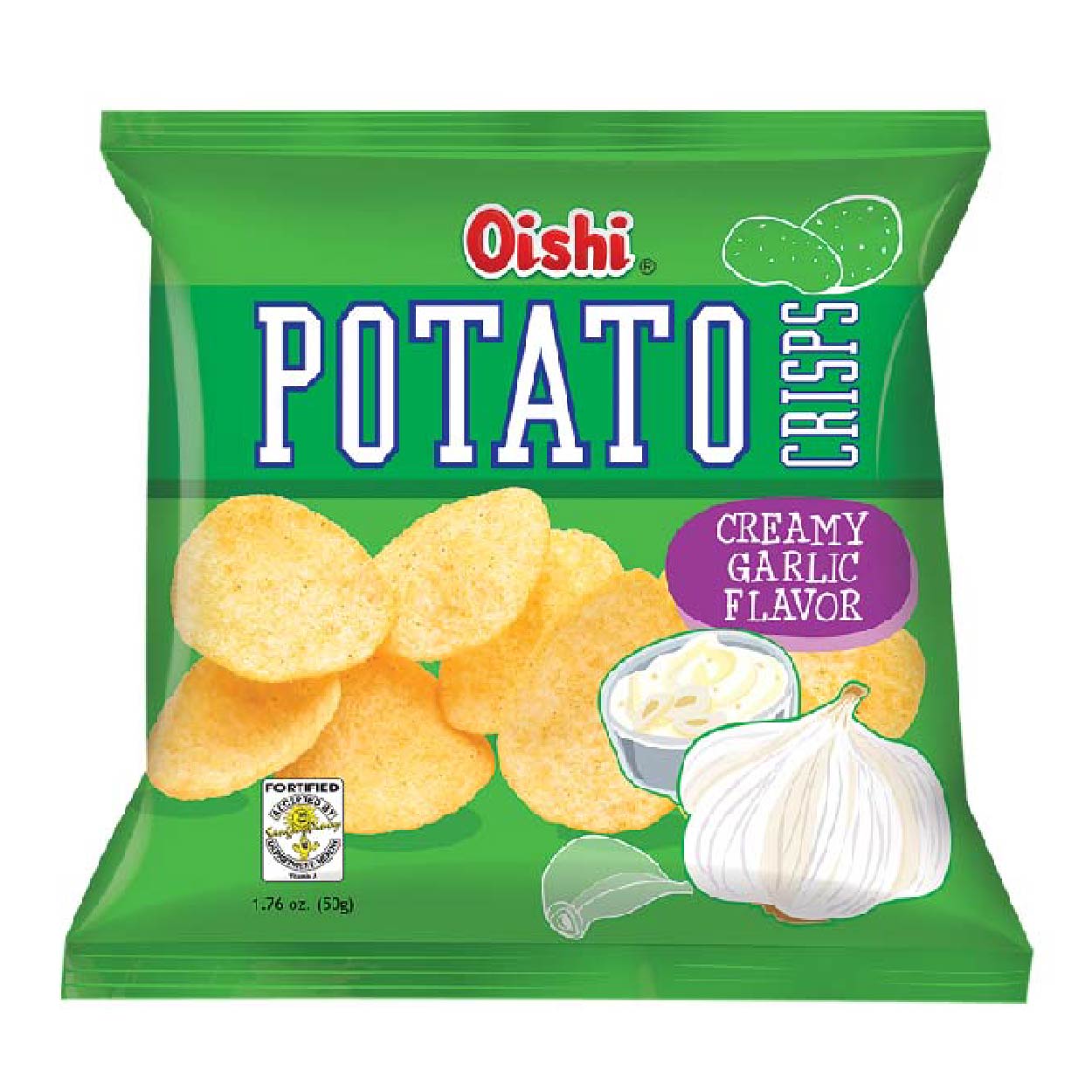 Oishi Potato Crisps Creamy Garlic 50g