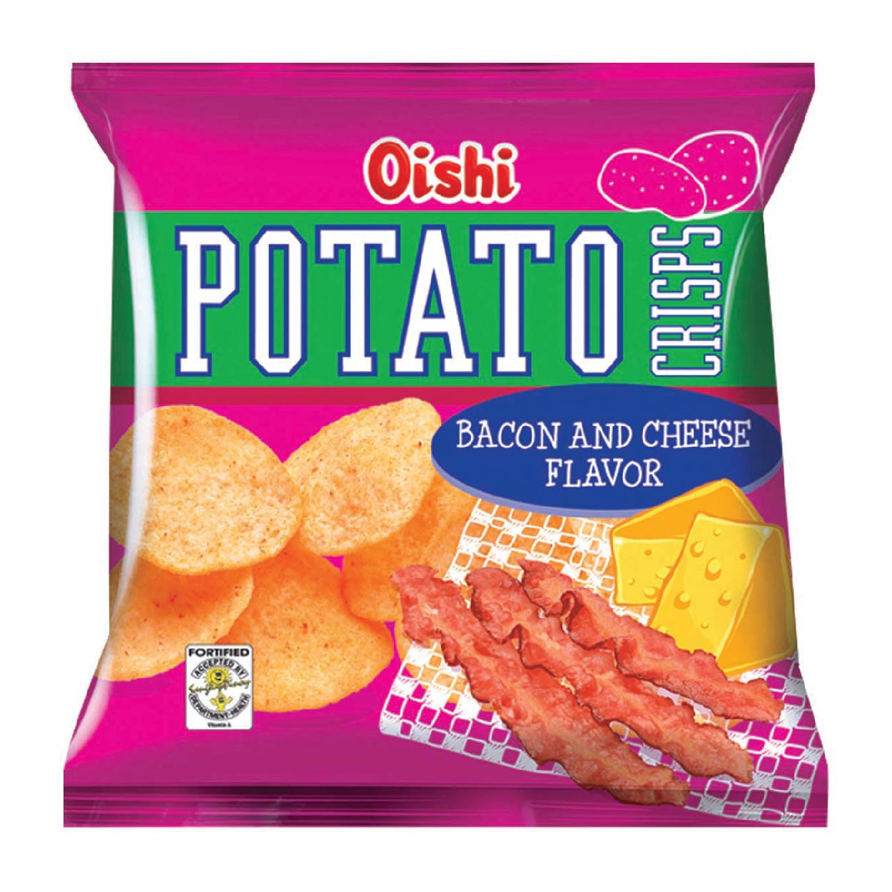 Oishi Potato Crisps Bacon & Cheese 50g