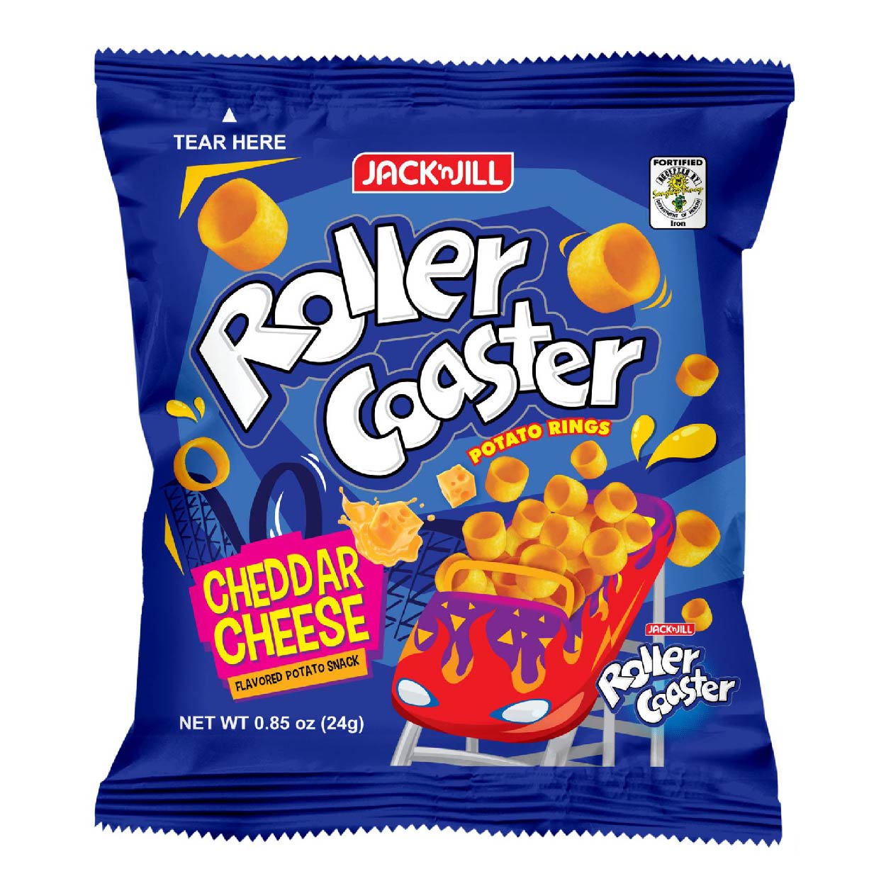 J&J Roller Coaster Potato Rings Cheddar Cheese 24g