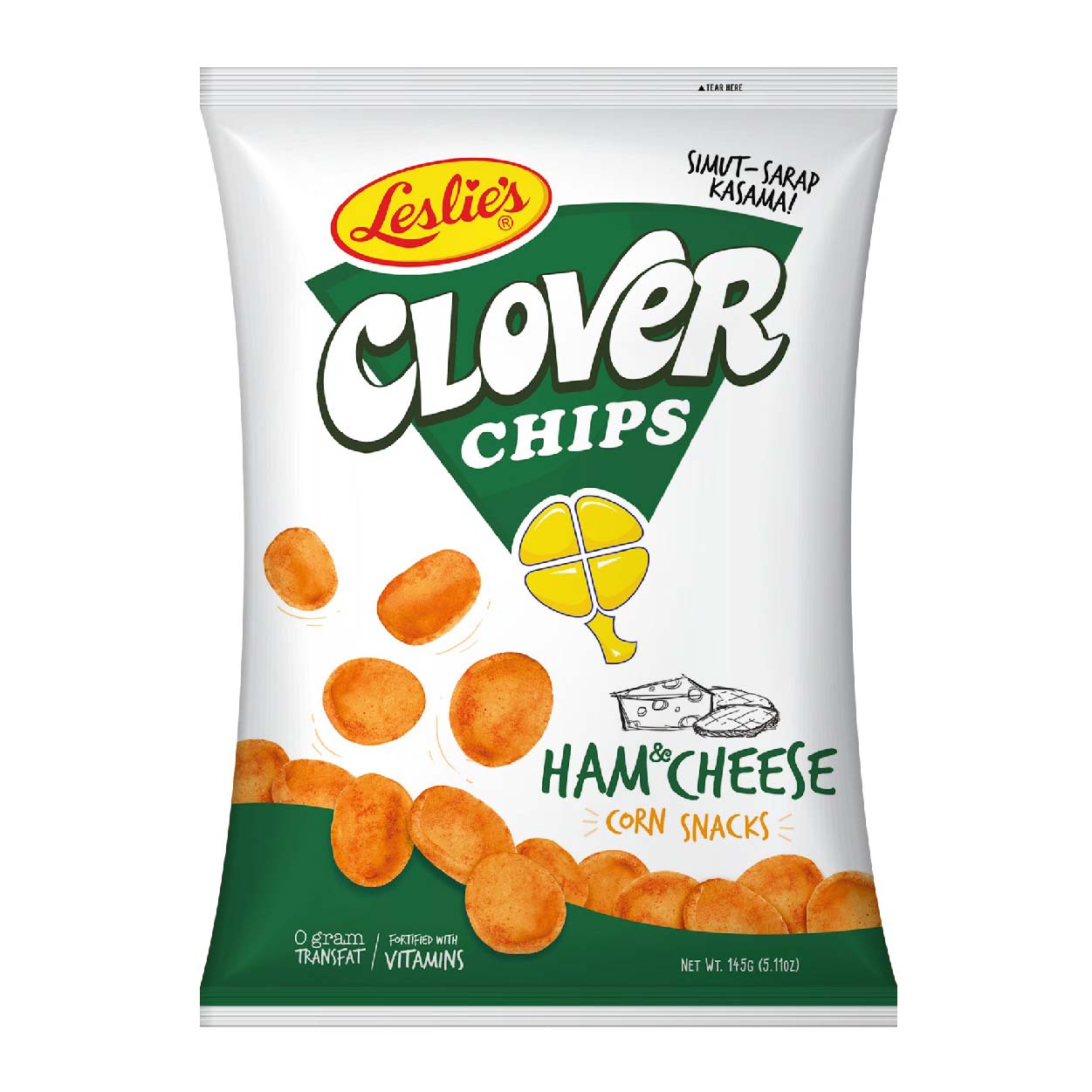Clover Chips Corn Snacks Ham & Cheese 145g