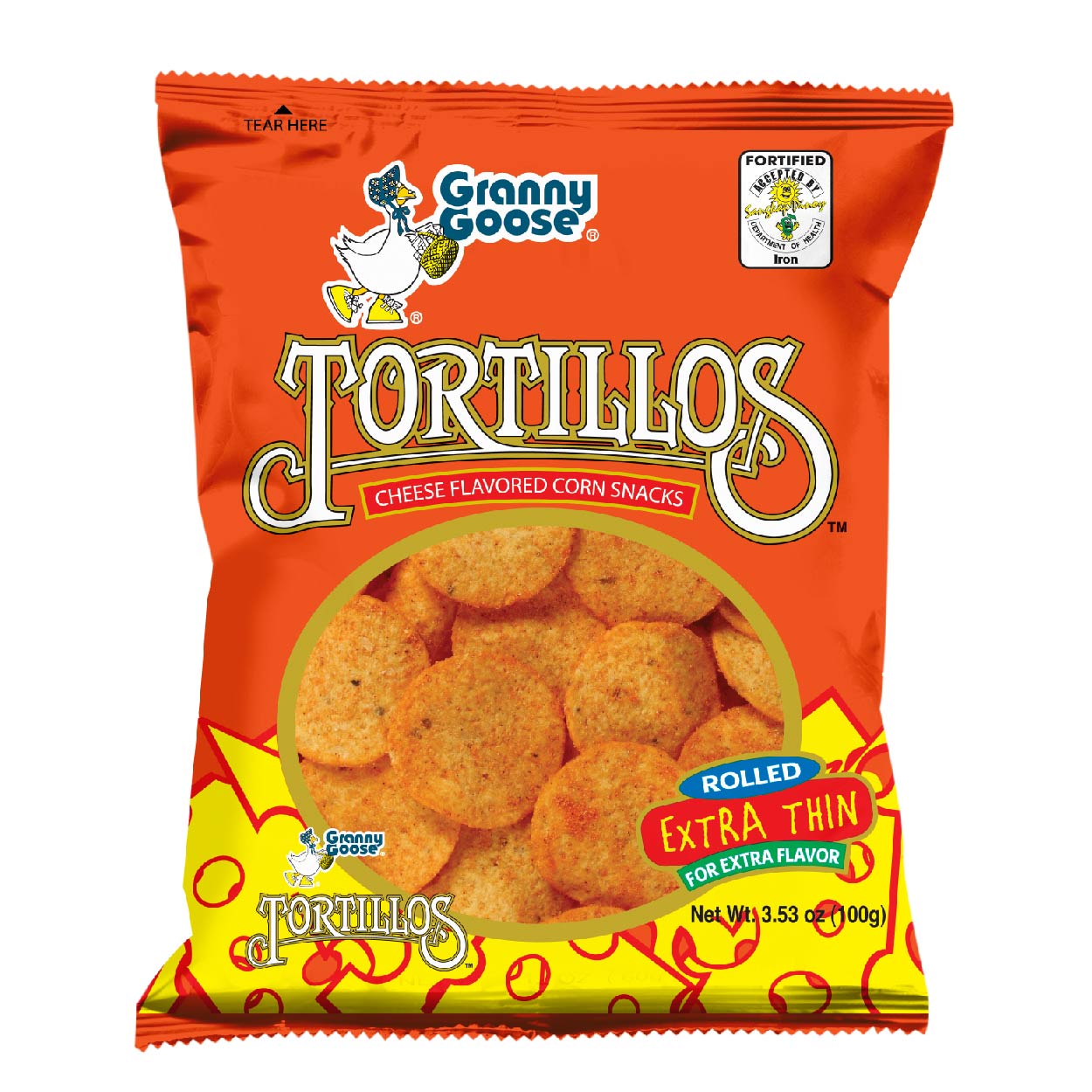 Granny Goose Tortillos Corn Snacks Cheese 100g