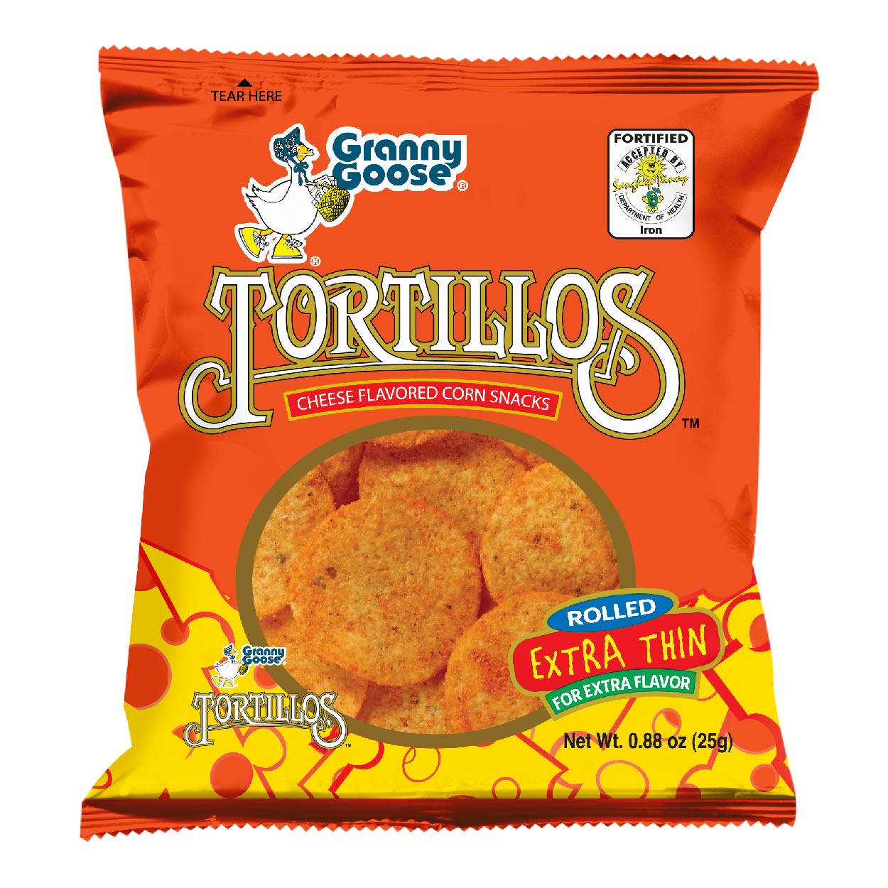 Granny Goose Tortillos Corn Snacks Cheese 25g