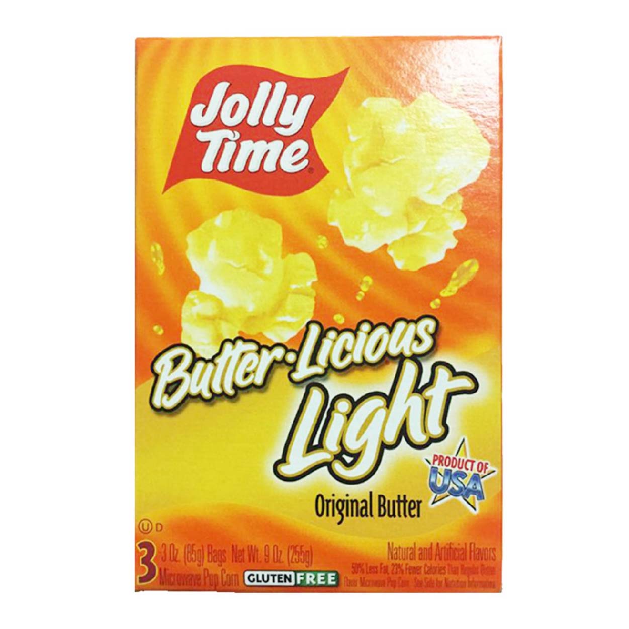 Jolly Time Butter-Licious Light Microwave Popcorn 3 bags 9oz