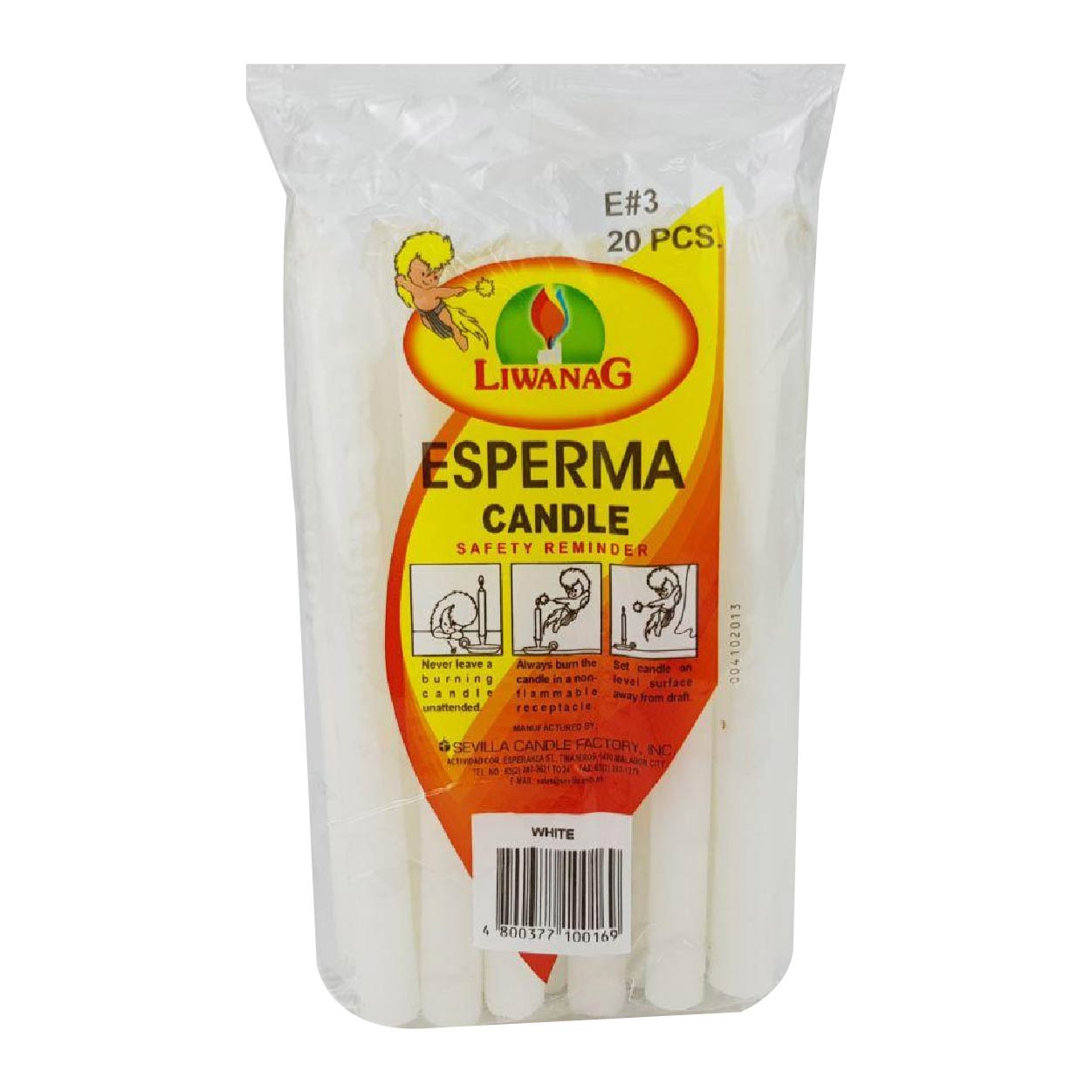 Liwanag Esperma Candle E#3 White 20s