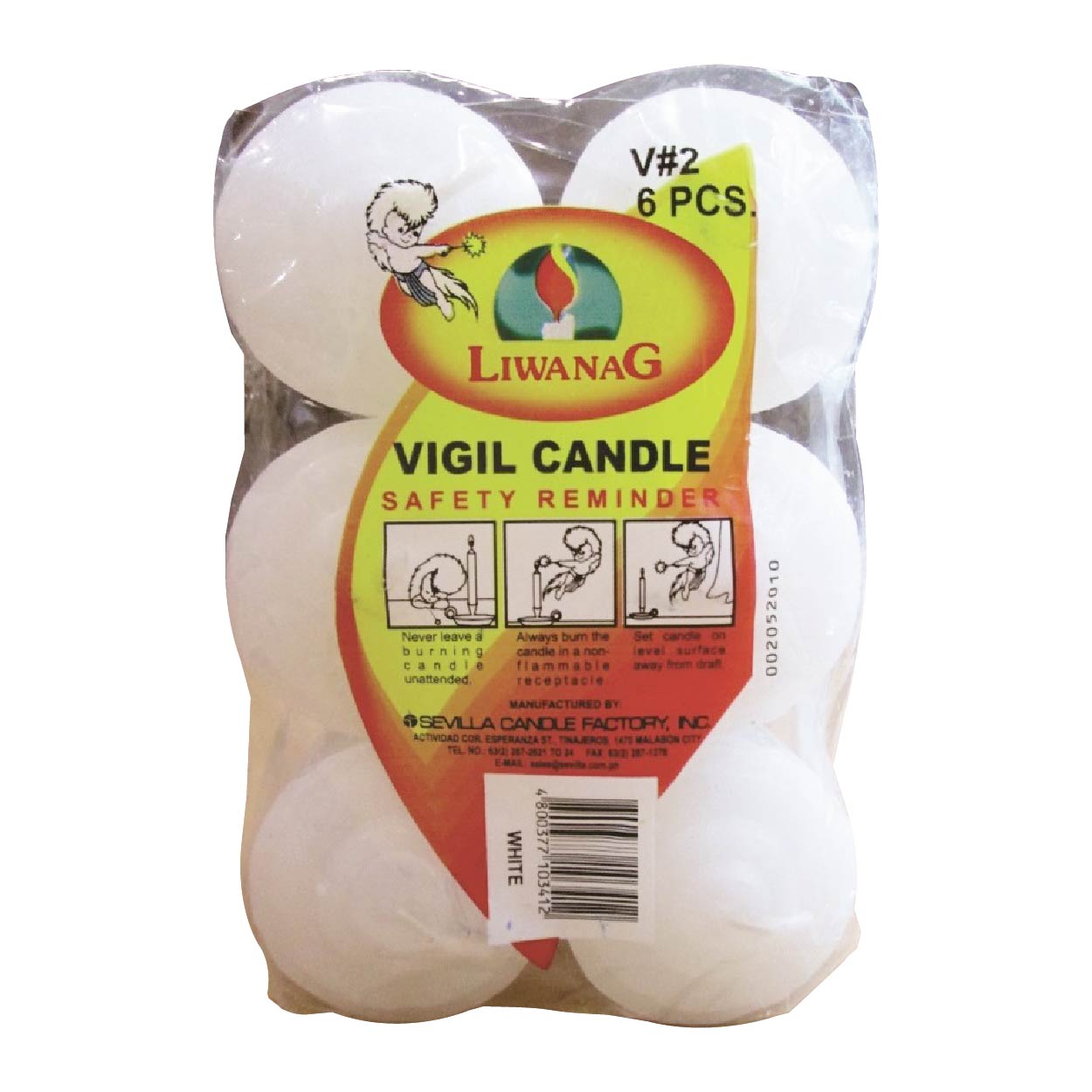 Liwanag Vigil Candle V#2 White 6s