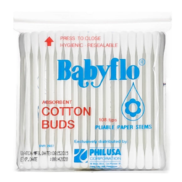 Babyflo Cotton Buds Pliable Paper Stems 108 Tips