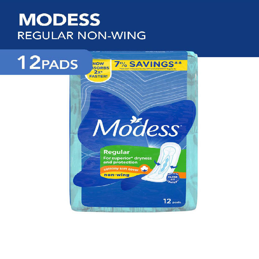 Modess Napkin Regular Cottony Soft Cover Singles Non Wings 12s
