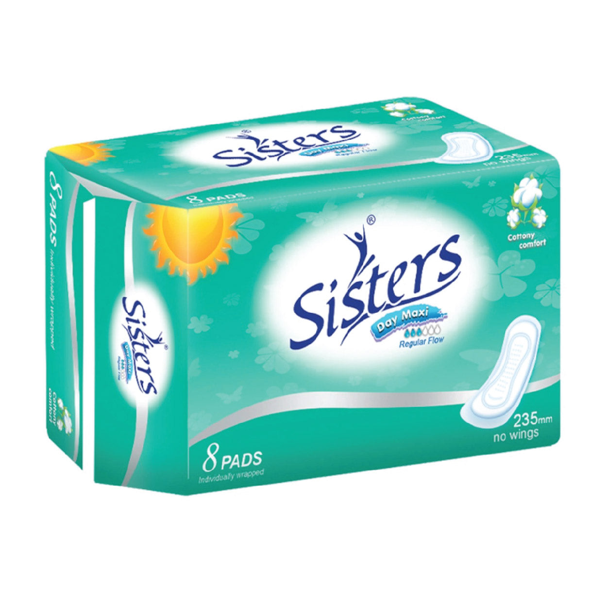 Sisters Napkin Cottony Comfort Day Maxi 235mm No Wings 8s