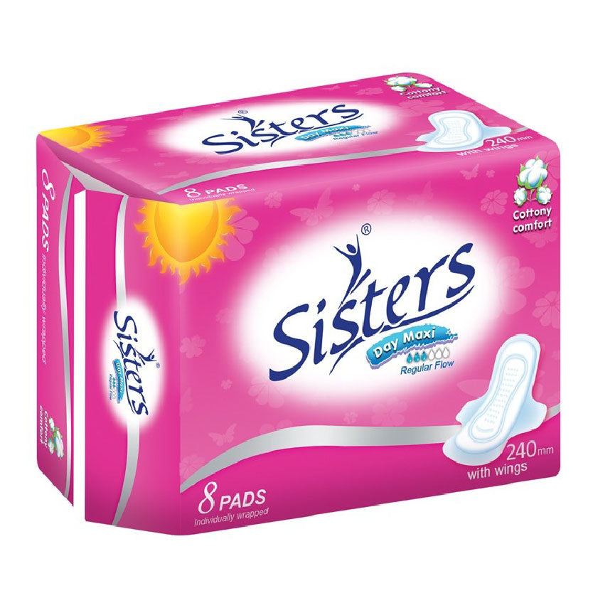 Sisters Napkin Cottony Comfort Day Maxi Regular Flow Wings 8s