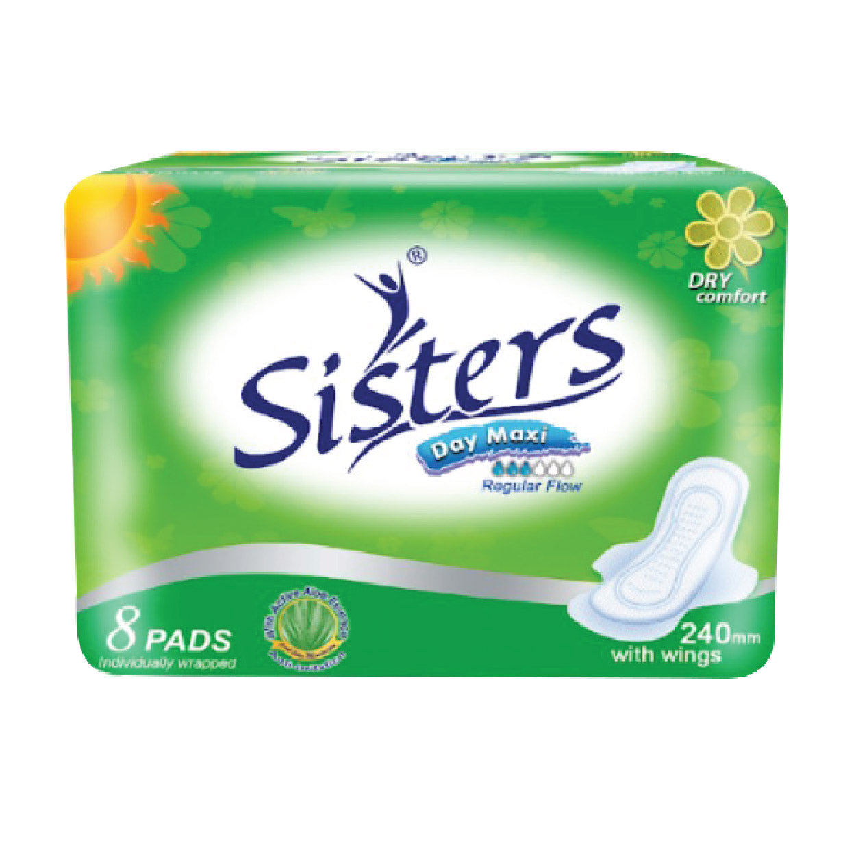 Sisters Napkin Dry Comfort Day Maxi 240mm Wings 8s