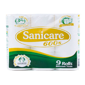 Sanicare Bathroom Tissue 3 Ply 600 sheets 9 Rolls