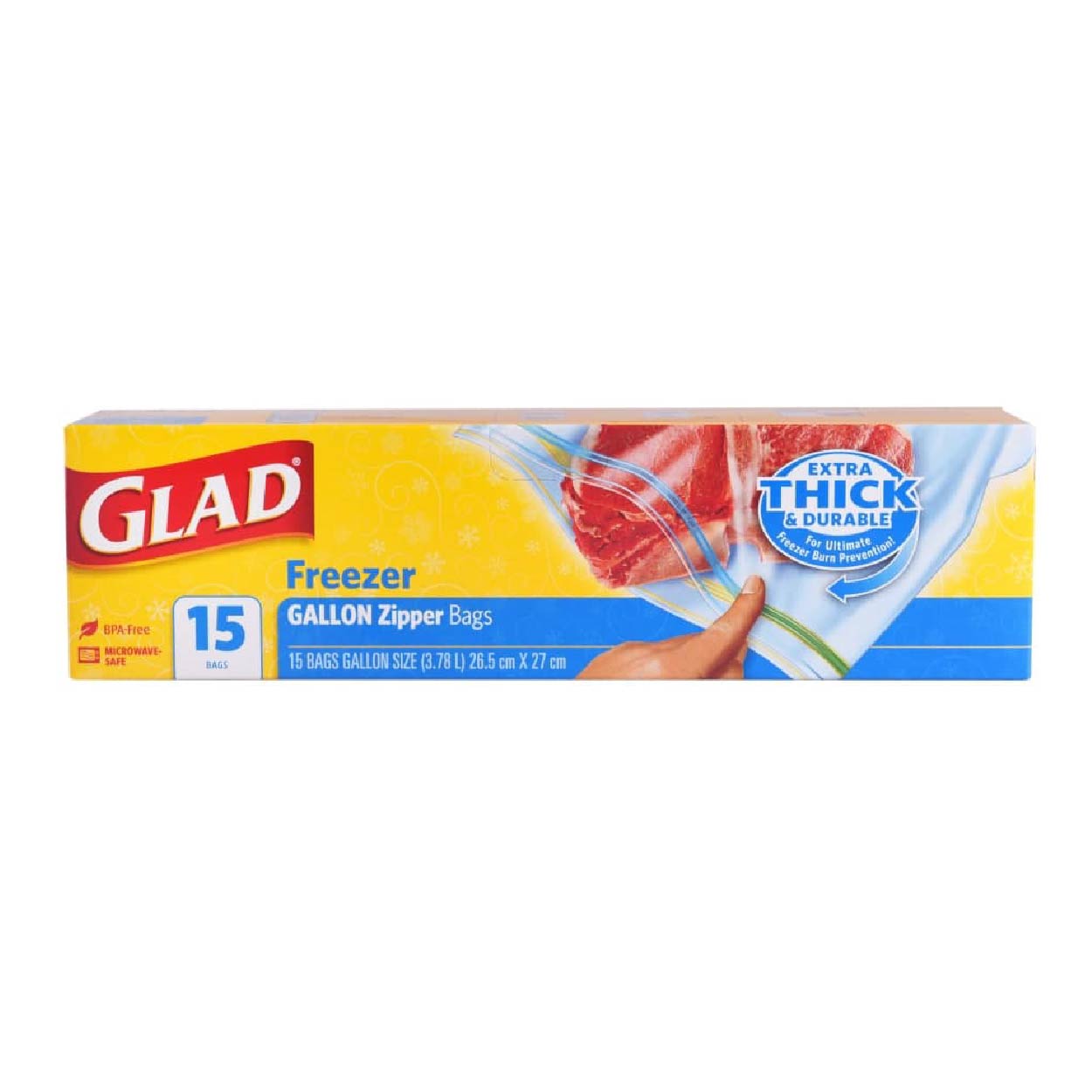 Glad Freezer Gallon Zipper Bag 15s