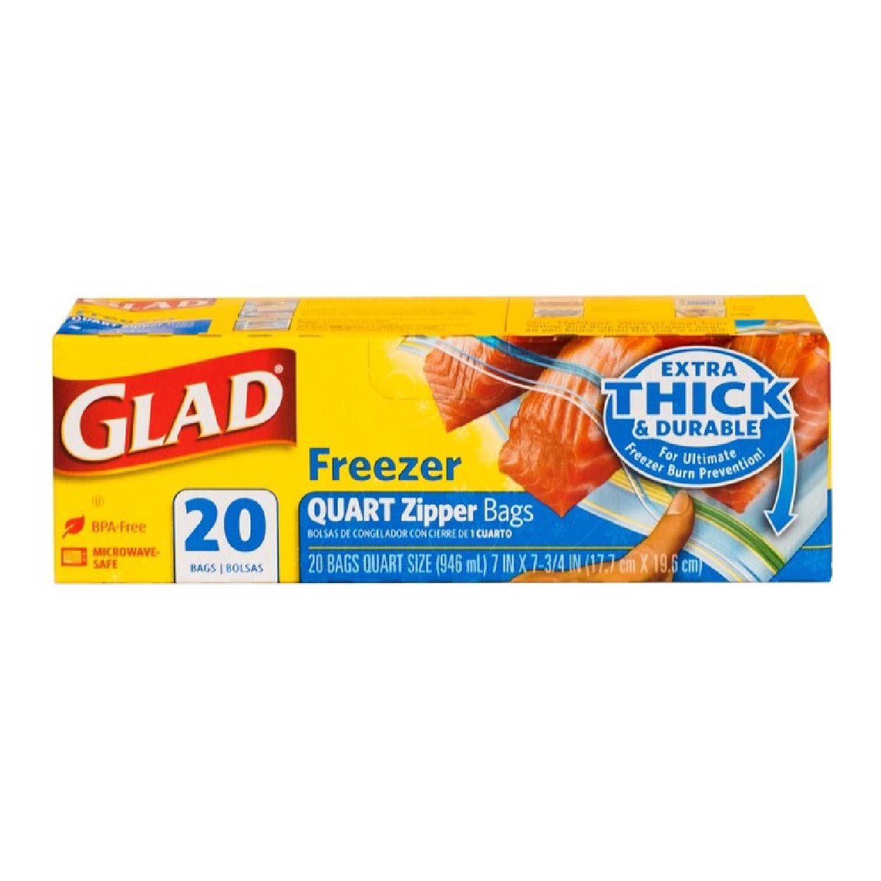 Glad Freezer Quart Zipper Bags 20s