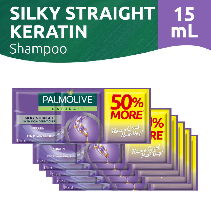 Palmolive Naturals Shampoo Silky Straight Keratin Violet 6x15ml