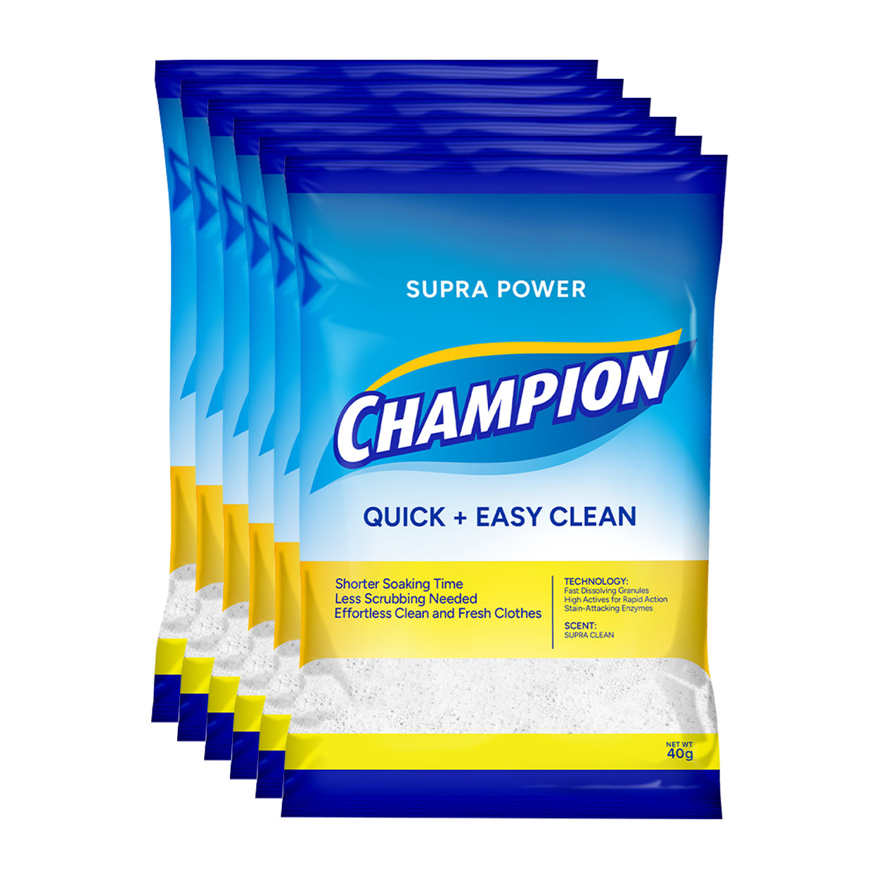 Champion Detergent Powder Quick + Easy Clean 6x35/40g
