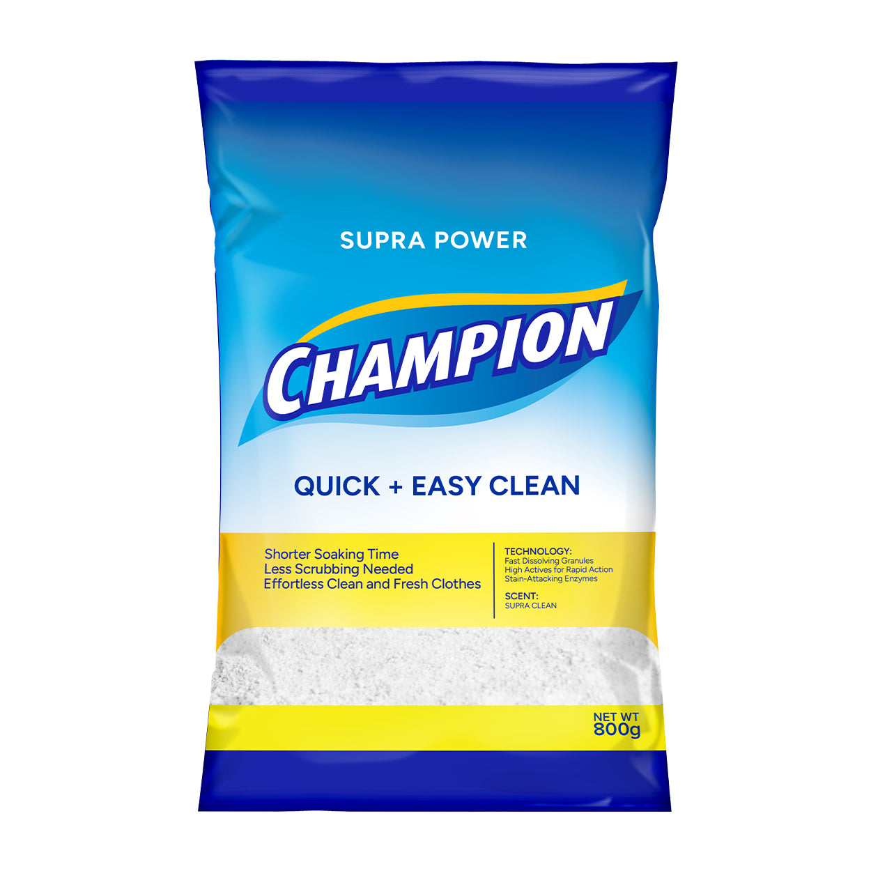 Champion Detergent Powder Quick + Easy Clean 800g