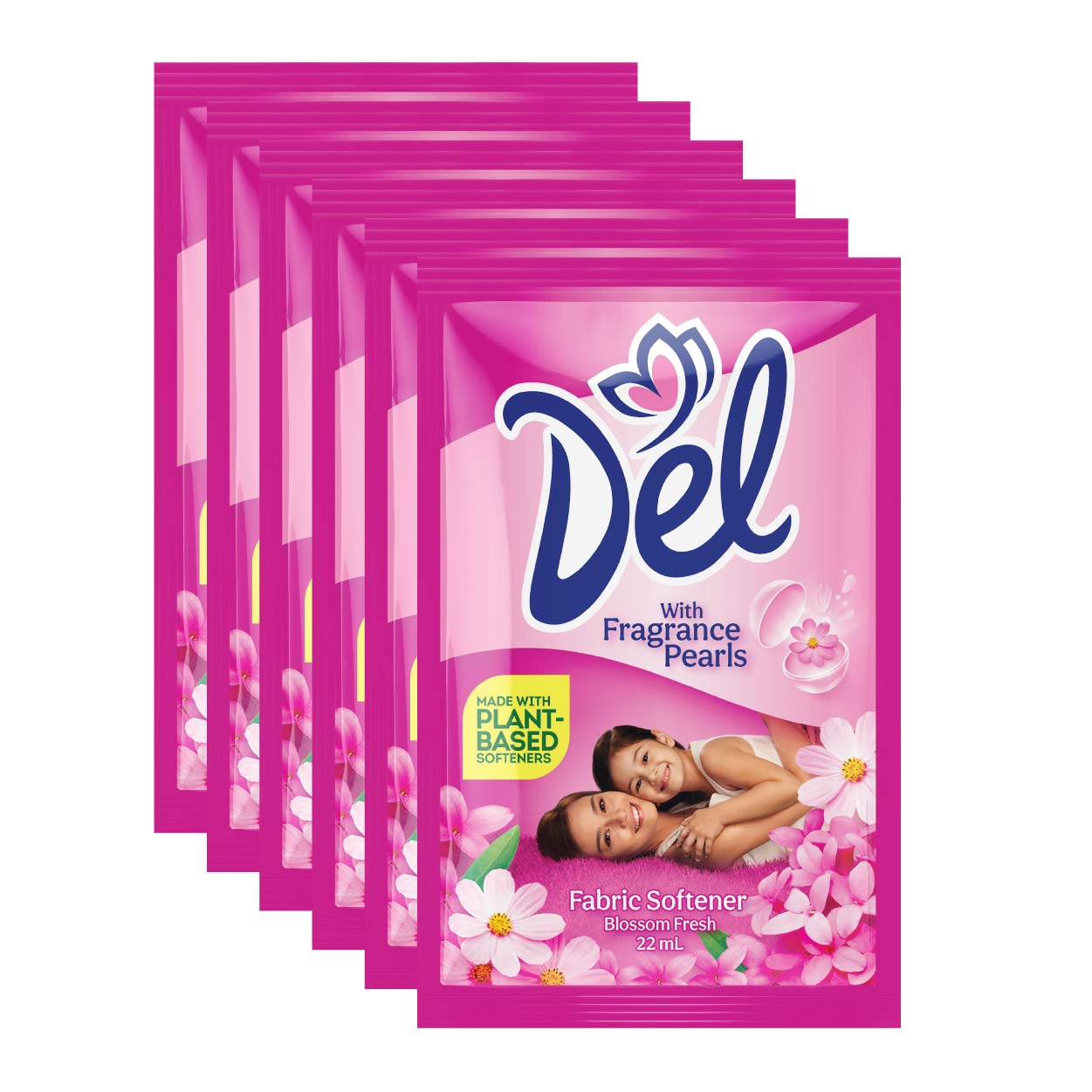Del Fabric Softener Blossom Fresh Pink 6x22ml