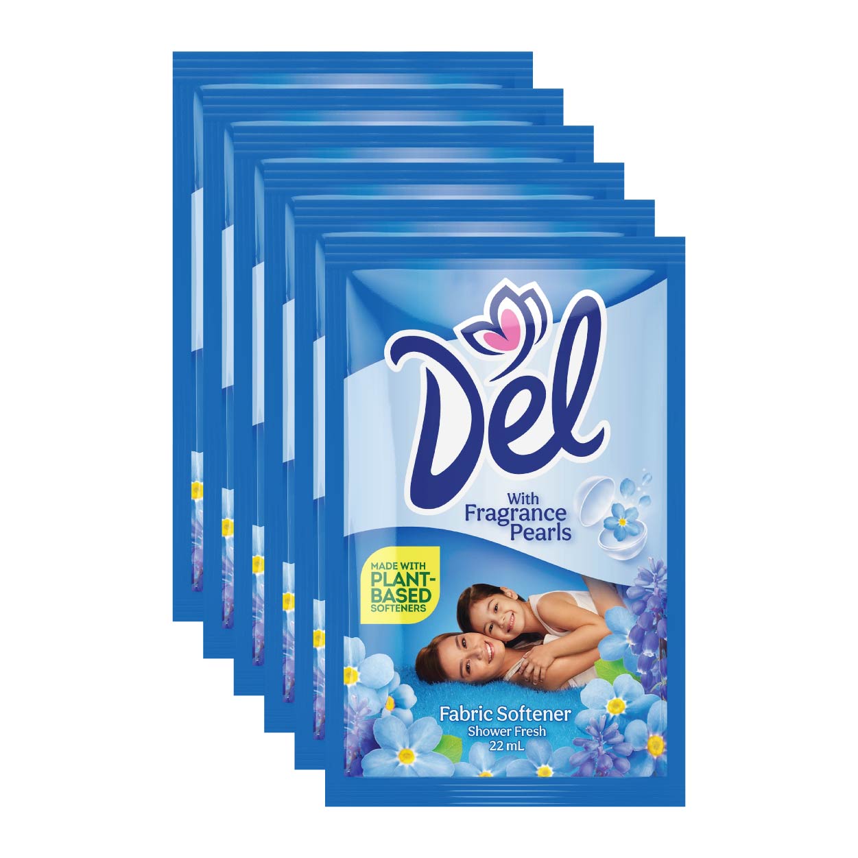Del Fabric Softener Shower Fresh Blue 6x22ml