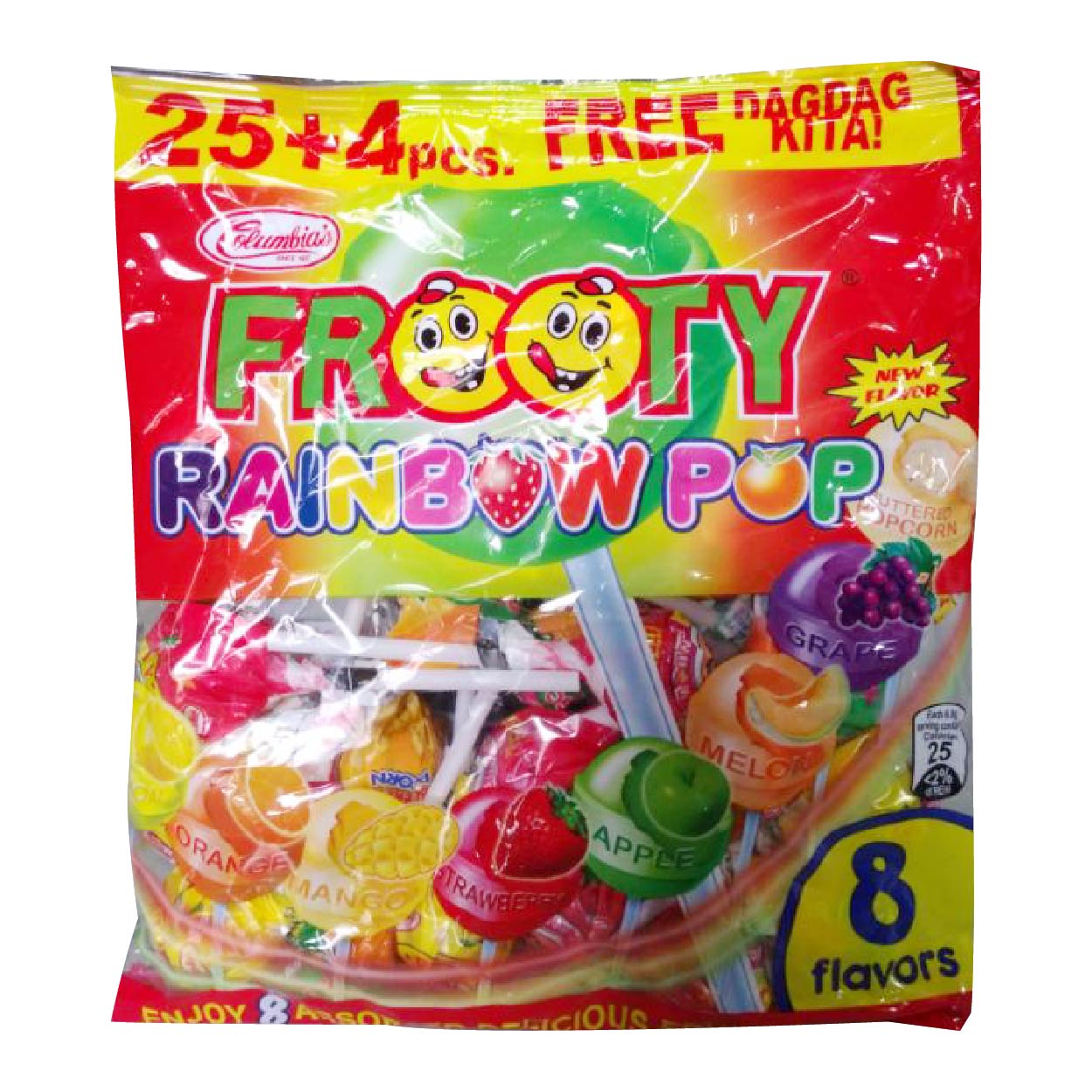 Frooty Rainbow Pop Lollipop 8 flavors 25s+4