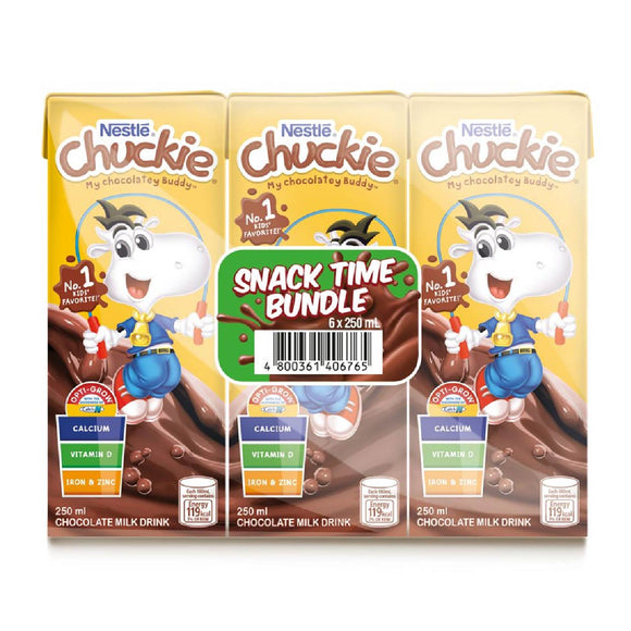 Nestle Chuckie Chocolate Milk Drink Snack Time Bundle 6x250ml